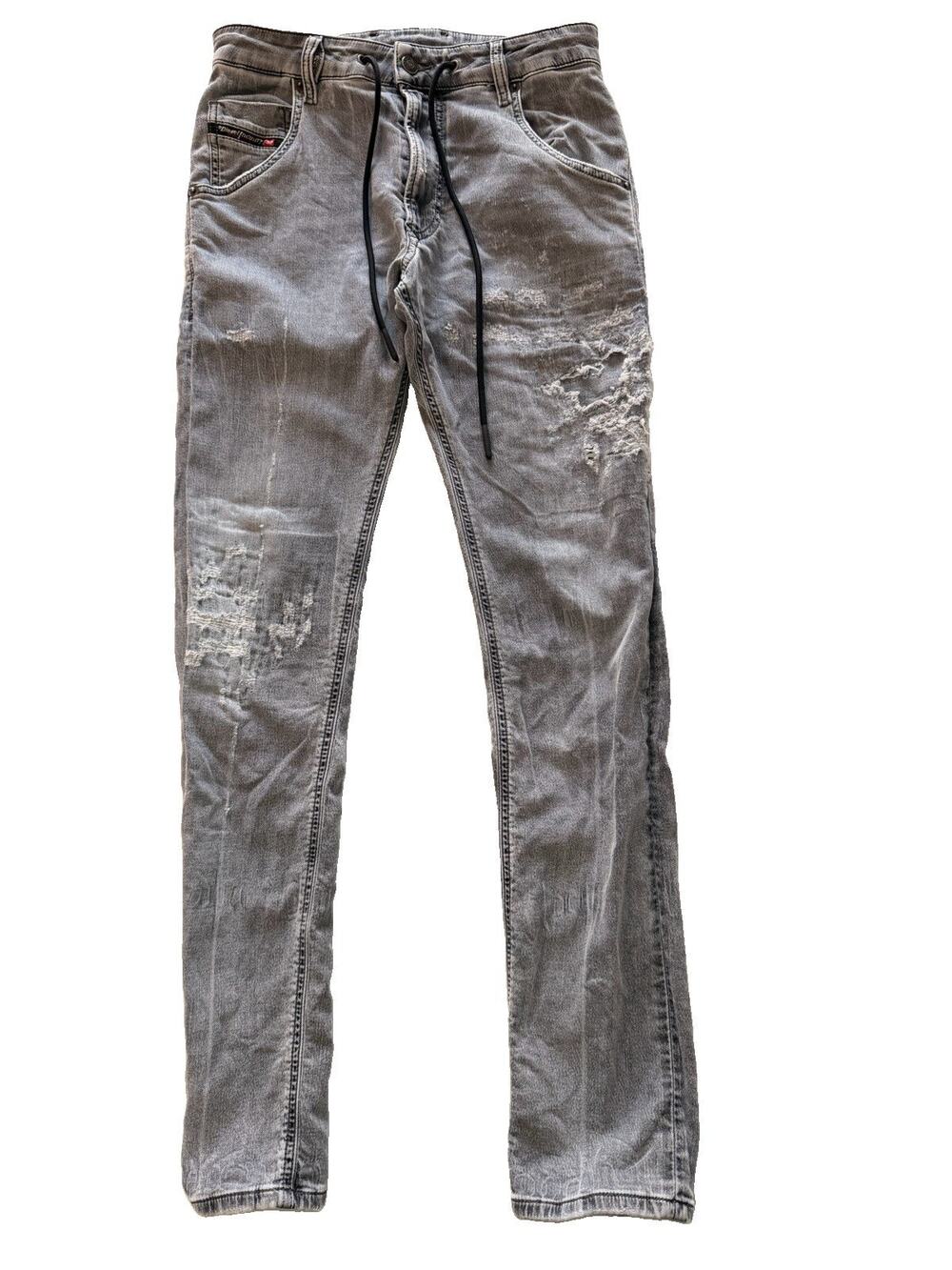Diesel Krooley Jogg Jeans W26 L32 Grey Distressed Tapered Drawstring